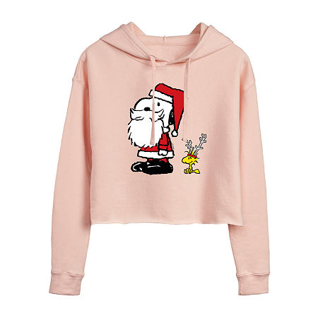 Novelty T-shirts Womens Long Sleeve Peanuts Hoodie In Pink