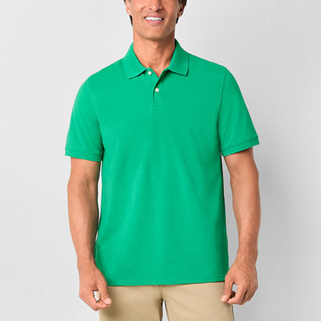 St. John's Bay Premium Stretch Mens Slim Fit Short Sleeve Polo Shirt In Green