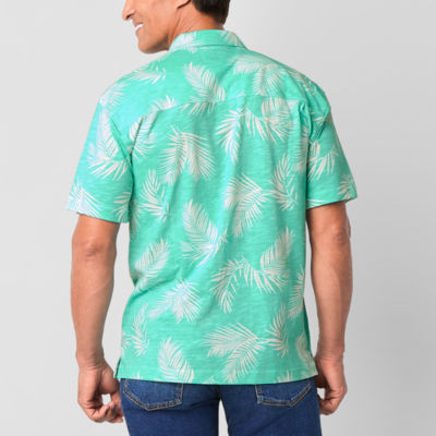 St. John's Bay Knit Button-Down Mens Short Sleeve Camp Shirt