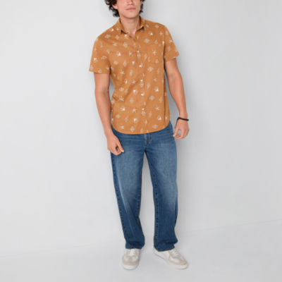 Arizona Mens Short Sleeve Button-Down Shirt