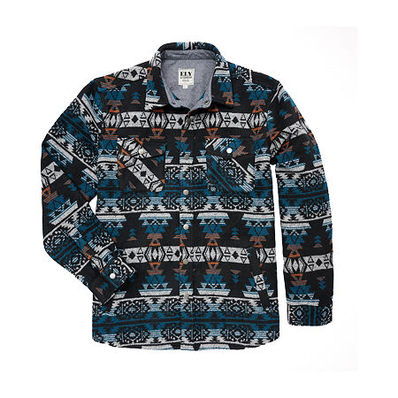 Ely Cattleman Aztec Jacquard Mens Lightweight Work Jacket, Xx-large, Blue