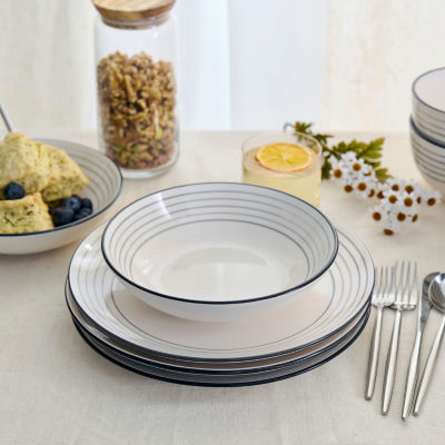 EARTH & CLAY Zeke 4-pc. Earthenware Dinnerware Set, Color: Grey