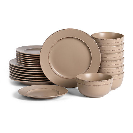 Earth & Clay Hazel 8-pc. Stoneware Dinnerware Set In Brown