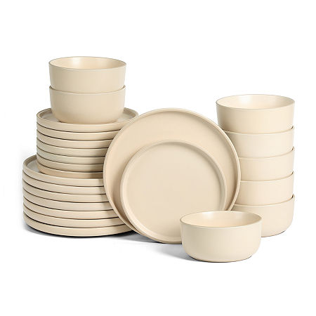 Earth & Clay Amber 8-pc. Stoneware Dinnerware Set In Sand