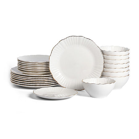 Christian Siriano New York Zinnia 24-pc. Porcelain Dinnerware Set In White