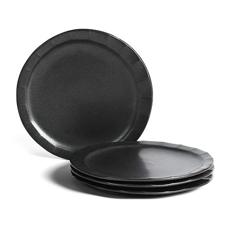 Stone Lain Oasis 4-pc. Stoneware Dinner Plate In Black