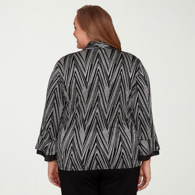 Alfred Dunner Barcelona Womens Plus Round Neck 3/4 Sleeve Layered Top