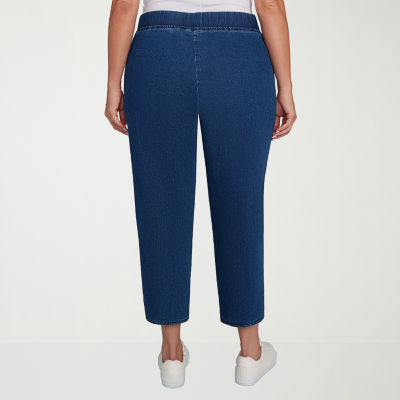 Alfred Dunner Hilton Head Womens Plus Mid Rise Stretch Fabric Straight Leg Jean