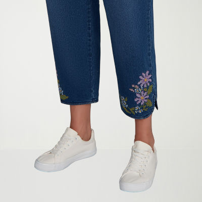 Alfred Dunner Hilton Head Womens Plus Mid Rise Stretch Fabric Straight Leg Jean