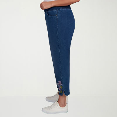Alfred Dunner Hilton Head Womens Plus Mid Rise Stretch Fabric Straight Leg Jean