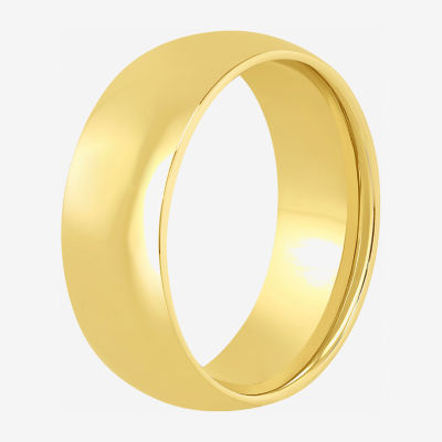 Mens 8MM 14K Gold Over Silver Wedding Band