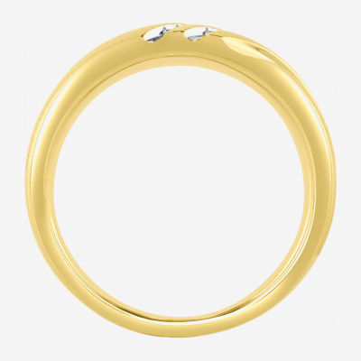 (H-I / I2-I3) Mens Diamond Accent Natural White Diamond 14K Gold Over Silver Wedding Band