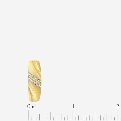 (H-I / I2-I3) Mens Diamond Accent Natural White Diamond 14K Gold Over Silver Wedding Band