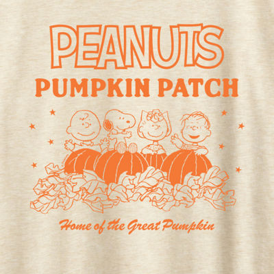 Peanuts Pumpkin Patch Womens Crew Neck Short Sleeve Regular Fit Peanuts Graphic T-Shirt