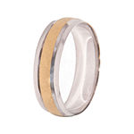 Mens 10K Two-Tone Gold 6mm Wedding Band