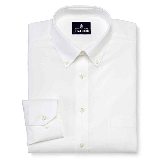 Stafford Mens Wrinkle Free Cotton Pinpoint Oxford Dress Shirt