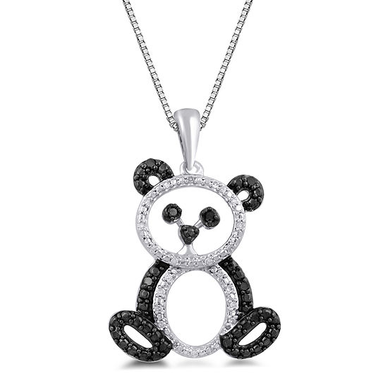 Panda Womens 1/10 CT. T.W. Genuine Black Diamond Sterling Silver Pendant
