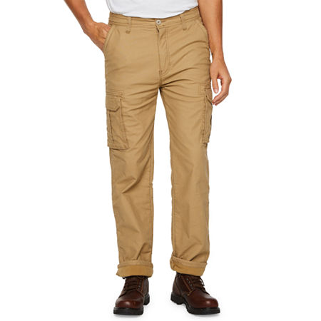 Smiths Workwear Fleece Lined Mens Relaxed Fit Cargo Pant, 42 32, Beige