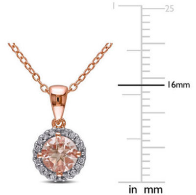 Womens 1/10 CT. T.W. Genuine Pink Morganite 18K Rose Gold Over Silver 18 Inch Pendant Necklace