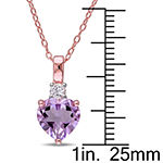 Womens Genuine Purple Amethyst 18K Rose Gold Over Silver Heart Pendant Necklace