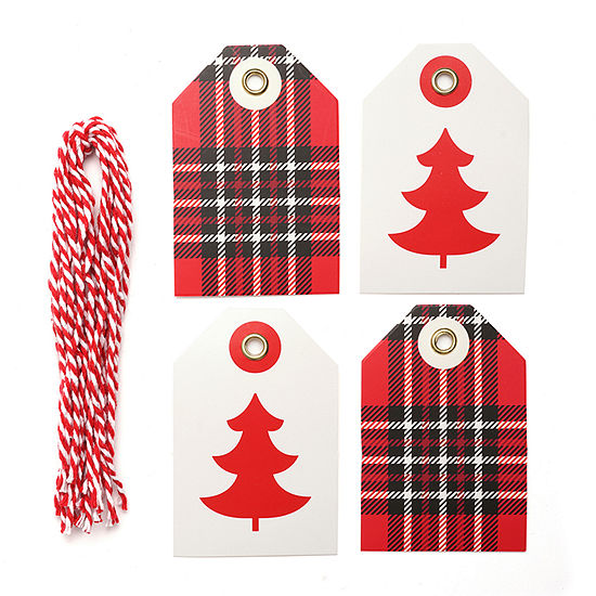 Gartner Studios 16 Count Plaid Tree Gift Tags with String