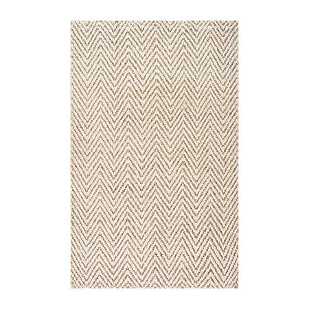 NuLoom Hand Woven Vania Chevron Jute Rug, One Size, White