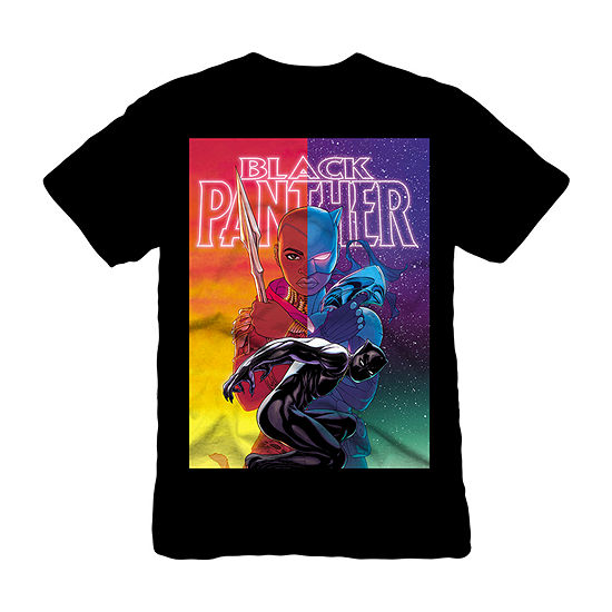Mens Crew Neck Short Sleeve Classic Fit Black Panther Marvel Graphic T-Shirt