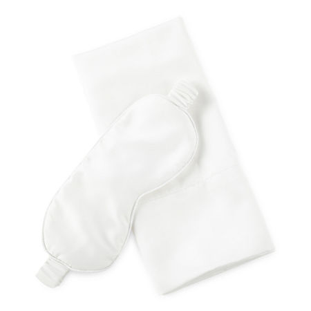 Satin Eye Mask and Pillowcase Set, One Size , White