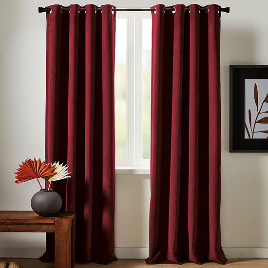Regal Home Textured Chenille Energy Saving 100% Blackout Grommet Top Single Curtain Panel