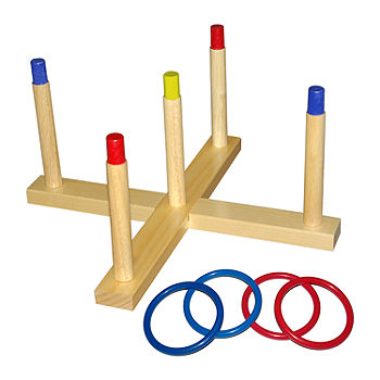 Ring Toss Set, Plastic/Wood, Assorted Colors, 5 Pegs, 4 Rings