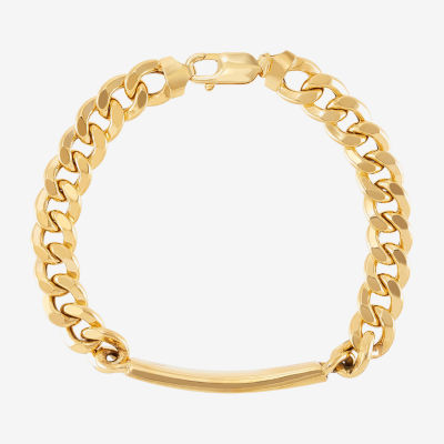 Made in Italy Mens 14K Gold 8 1/2 Inch Hollow Curb Id Bracelet