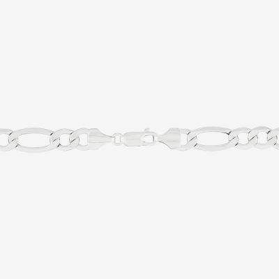 Made in Italy 10K White Gold 22 Inch Semisolid Figaro Chain Necklace