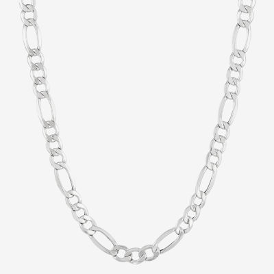 Made in Italy 10K White Gold 22 Inch Semisolid Figaro Chain Necklace