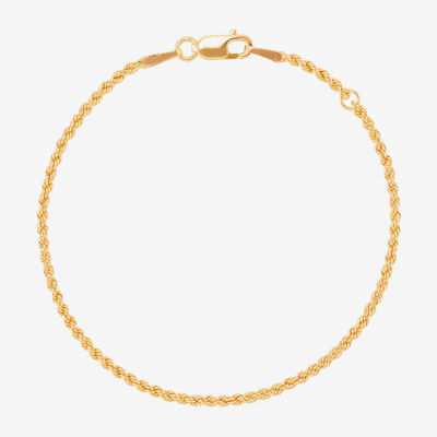 14K Gold Inch Hollow Rope Chain Bracelet