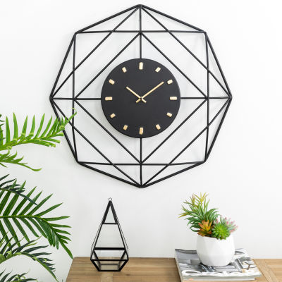 Glitzhome Modern Metal Black & Golden Wall Clock