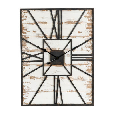 Glitzhome Oversized Farmhouse Wooden & Metal Wall Clock