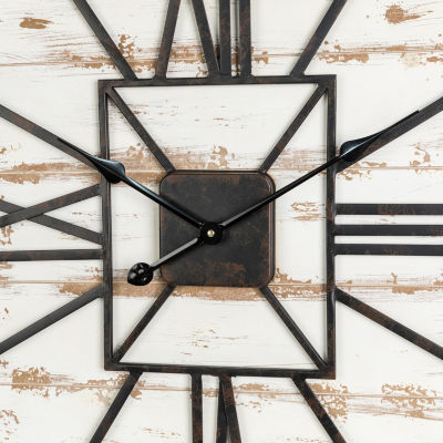 Glitzhome Oversized Farmhouse Wooden & Metal Wall Clock