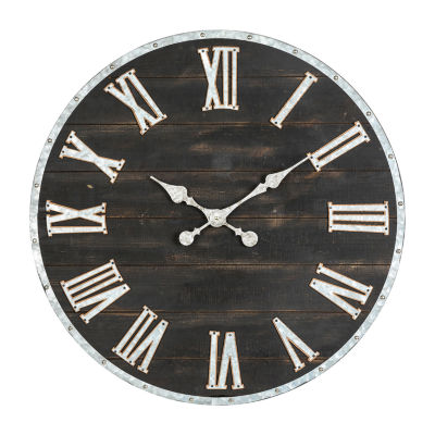 Glitzhome Oversized Farmhouse Wooden & Galvanized Wall Clock