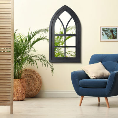 Glitzhome Cathedral Windowpane Wall Mount Wall Mirror