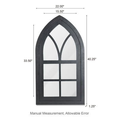 Glitzhome Cathedral Windowpane Wall Mount Wall Mirror