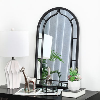 Glitzhome Oversized Black Arched Wall Mount Wall Mirror
