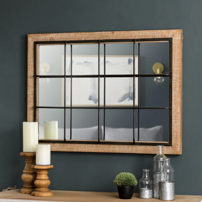 Glitzhome Farmhouse Windowpane Wall Mount Rectangular Wall Mirror