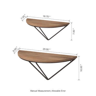 Glitzhome Triangular Farmhouse Wooden 2-pc. Wall Shelf