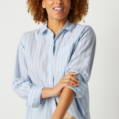 a.n.a Womens Long Sleeve Oversized Button-Down Shirt