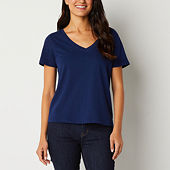 Everyday Blues: Women's Plus a.n.a Striped Oversized Shirt, Scoop Neck  T-Shirt, High-Rise Flare-Leg Jeans, Slip-On Shoes, Gold-Tone Necklace -  JCPenney