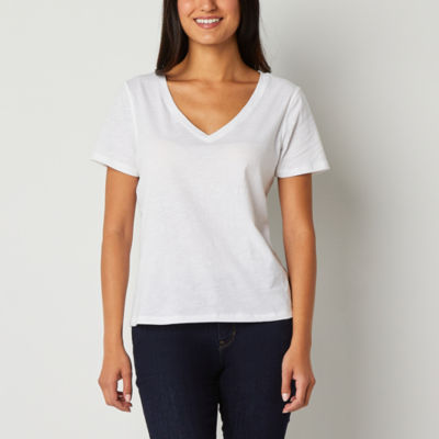 a.n.a Womens V Neck Short Sleeve Adaptive T-Shirt