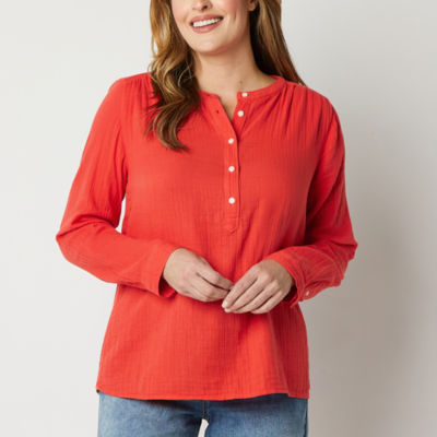 St. John's Bay Womens Long Sleeve Blouse