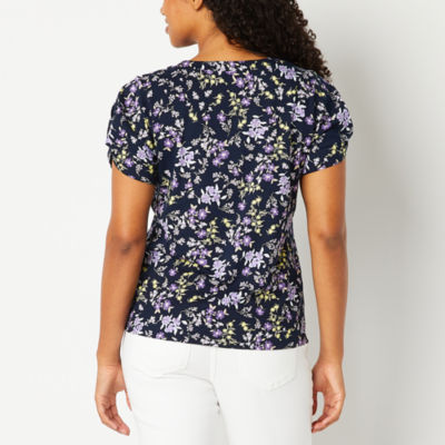 Liz Claiborne Womens V Neck Short Sleeve T-Shirt