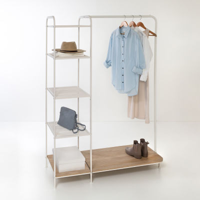 Honey Can Do White Open Closet with Shelves