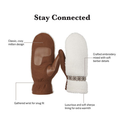 Isotoner Berber/Microsuede W/Trim Mittens